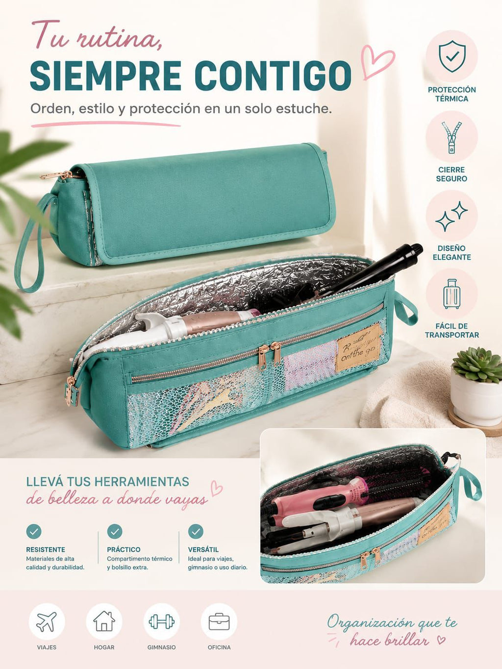 Bolso de viaje 2 en 1 para herramientas de cabello.